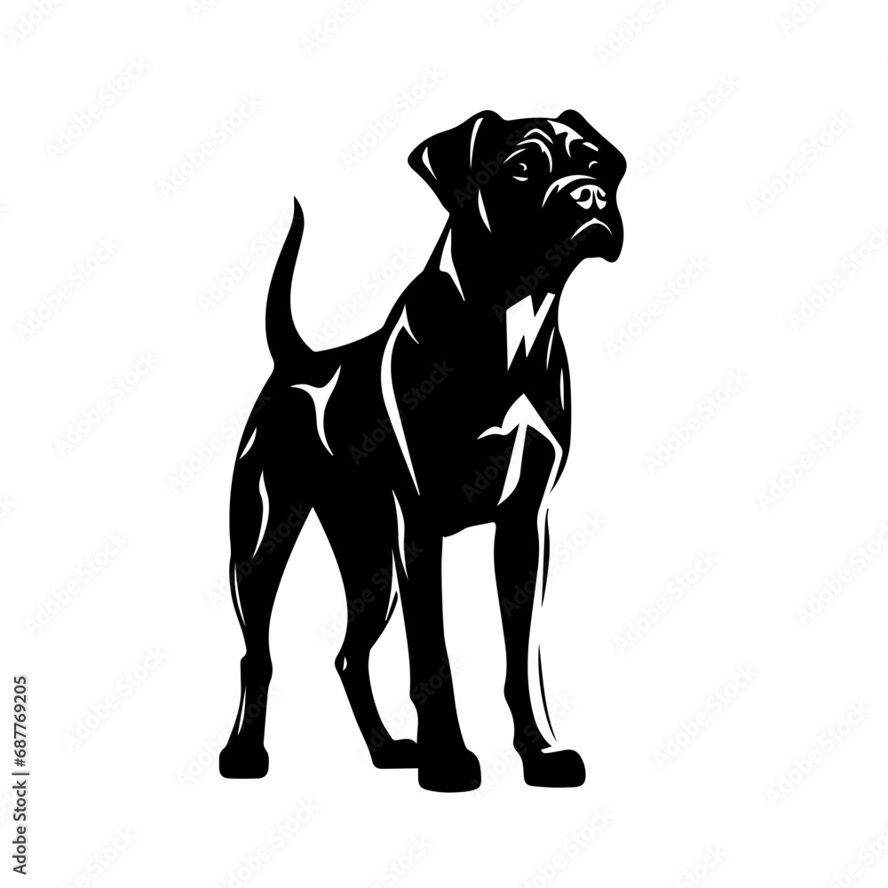 Boxer Dog Logo Monochrome Design Style