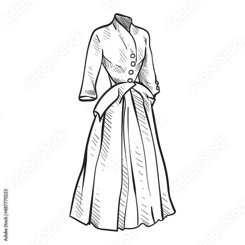 womens dress handdrawn illustration