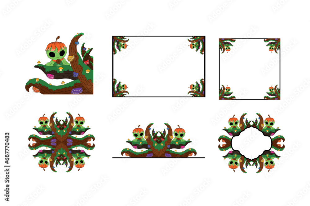 Fototapeta premium Fairy And Flora Ornament Frame Border Design