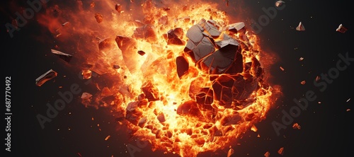 fireball rock explosion, blast, smoke 8