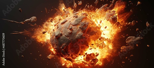 fireball rock explosion, blast, smoke 1