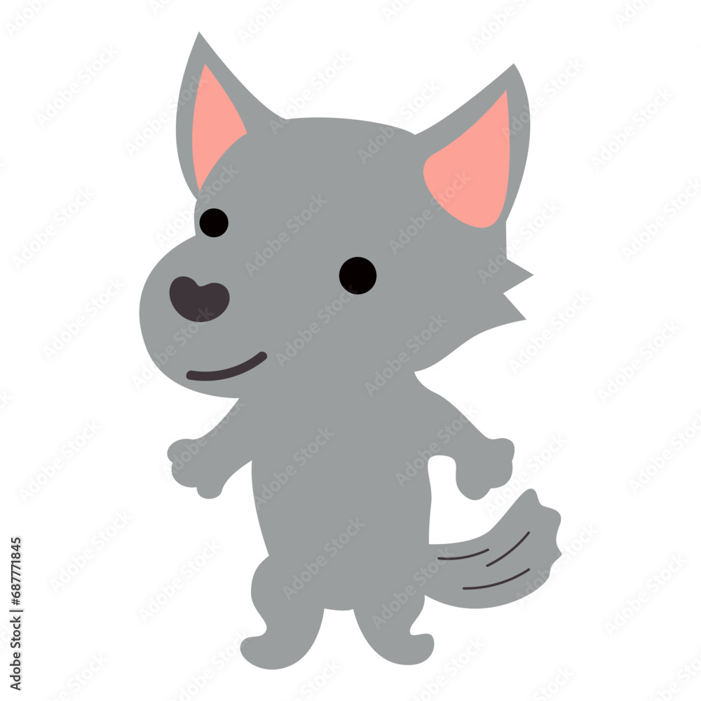Cute wold character. Cute animal caharacter in flat style. Cute wold character. Cute animal caharacter in flat style.