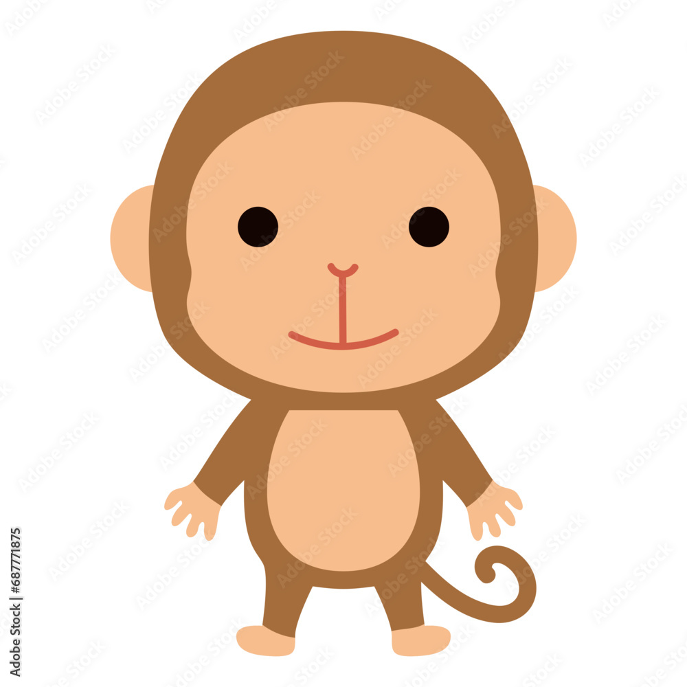 Cute monkey character. Cute animal caharacter in flat style. Cute monkey character. Cute animal caharacter in flat style.