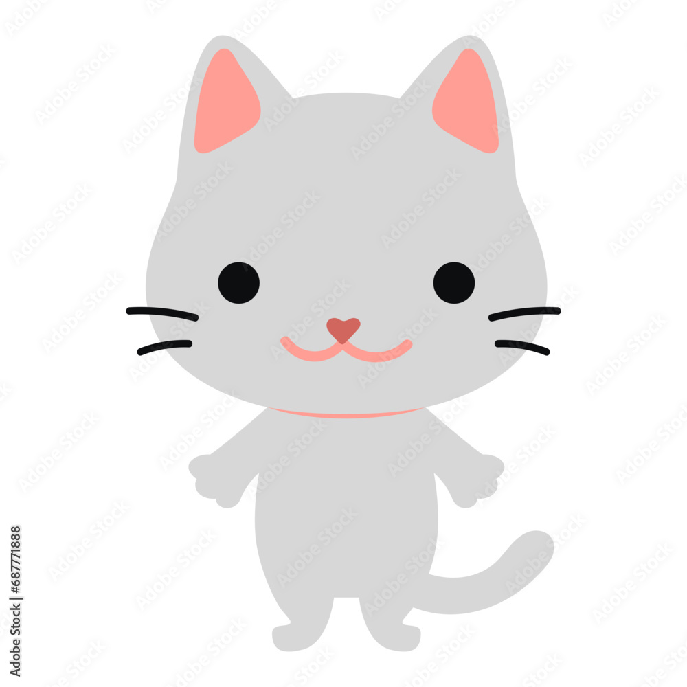Cute cat character. Cute animal caharacter in flat style. Cute cat character. Cute animal caharacter in flat style.