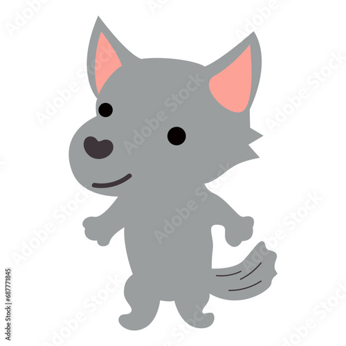 Cute wold character. Cute animal caharacter in flat style.