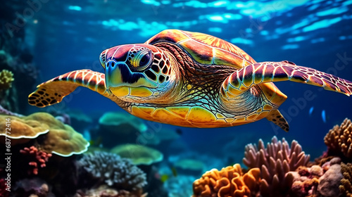 turtle swimming in aquarium