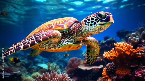 turtle swimming in aquarium © Merryl