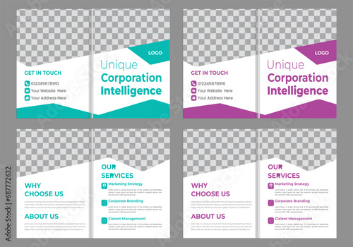  Business bi fold brochure design template.