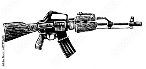Tableau sur toile generic automatic rifle engraving style drawing sketch