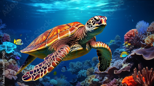 turtle swimming in aquarium © Merryl
