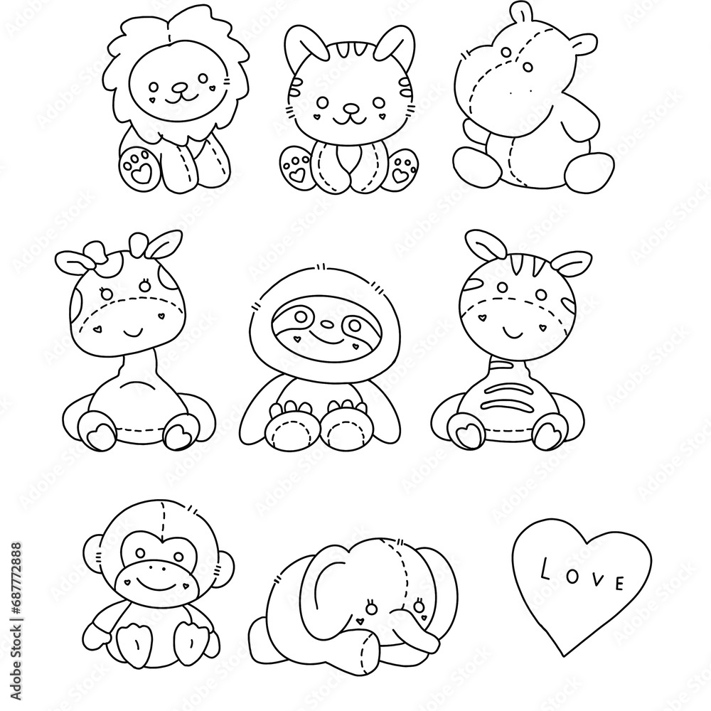 Obraz premium Set of drawing lines for a Animals , lines art