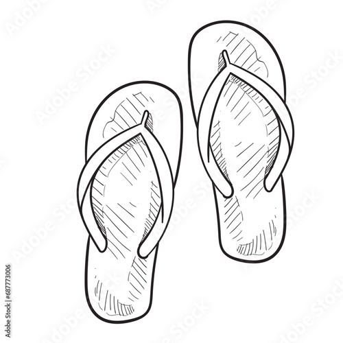 beach sandals handdrawn illustration