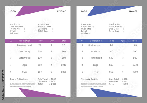  Business invoice design templet.