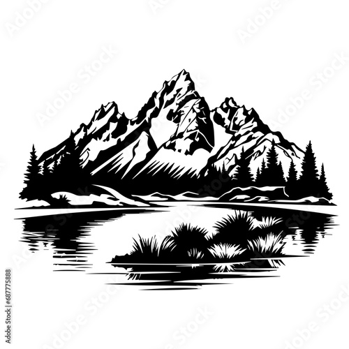 Grand Teton National Park Logo Monochrome Design Style photo