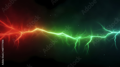 Lightning or flash  gradient from red to green  dark background