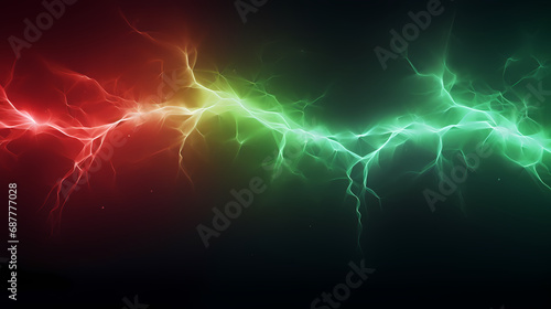 Lightning or flash, gradient from red to green, dark background