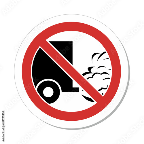ISO Prohibition Circular Sign: No Idling Symbol