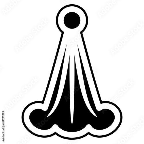 Stylized flower of datura or lily. Indian ethnic floral design. Black and white silhouette.