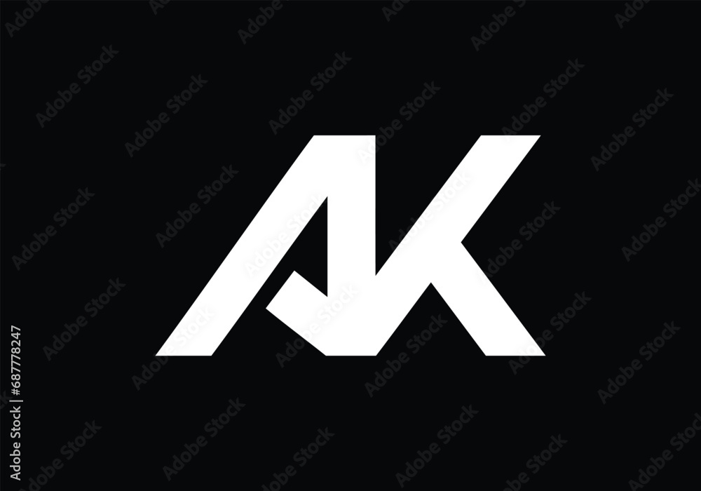 Initial monogram letter AK logo Design vector Template. AK Letter Logo Design.
Initial monogram letter AK logo Design vector Template. AK Letter Logo Design.