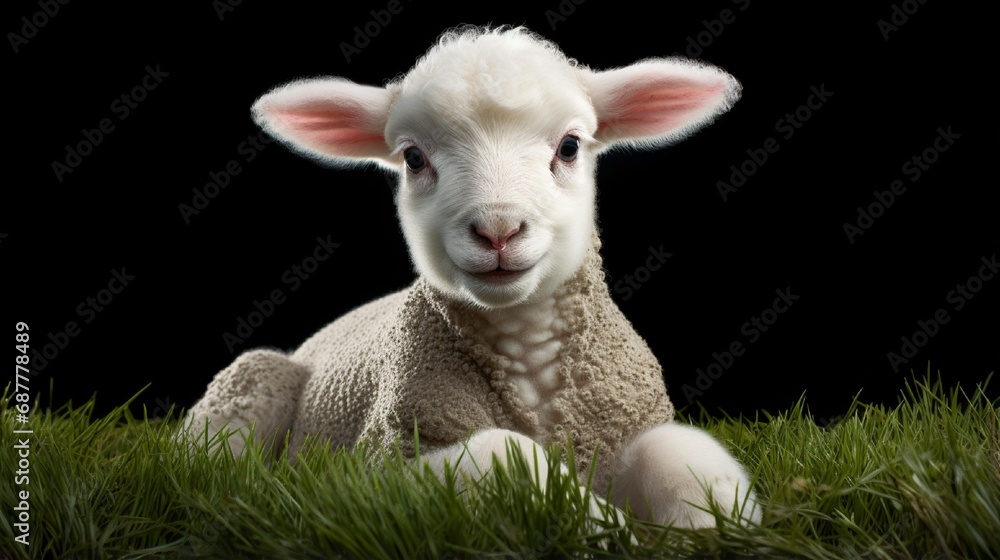 Lamb (8 weeks old) isolated on grass