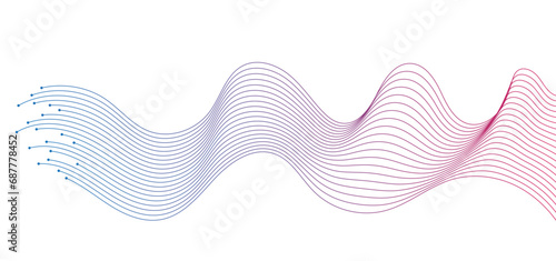 abstract wavy lines background element. Suitable for AI, tech, network, science, digital technology theme on transparent background