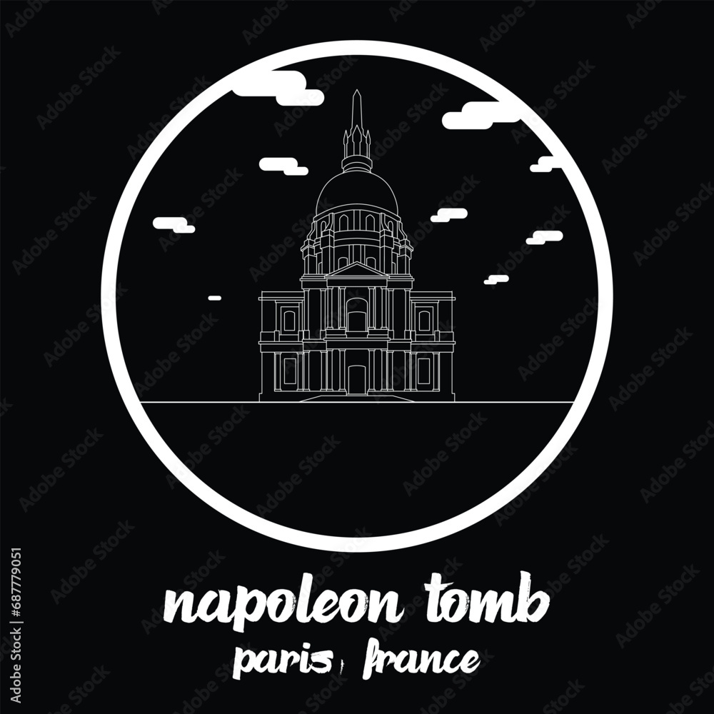 Circle icon line Napoleon Tomb. vector illustration