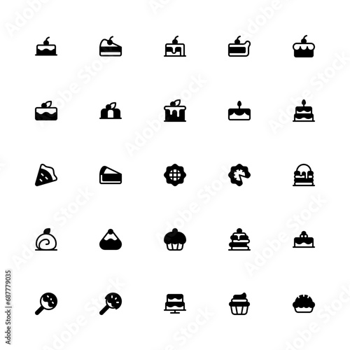 Cakes Glyph 2D Icon Collection with Editable Stroke and Pixel Perfection