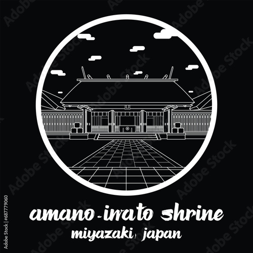 Circle icon line Amano-iwato Shrine. vector illustration

