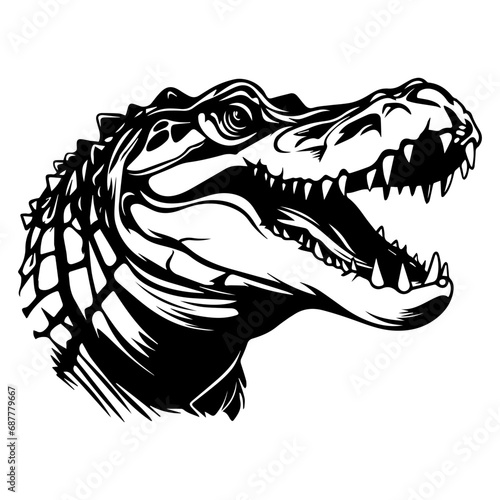 Crocodile Teeth Logo Monochrome Design Style © FileSource