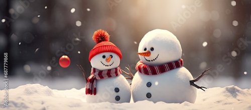 Comical snowman duo photo