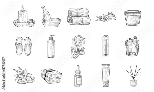 spa equipment handdrawn collection