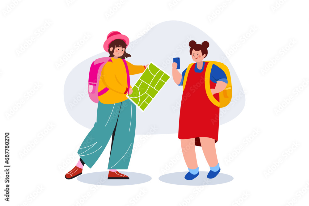 Travelling People characters Illustration concept on white background Travelling People characters Illustration concept on white background