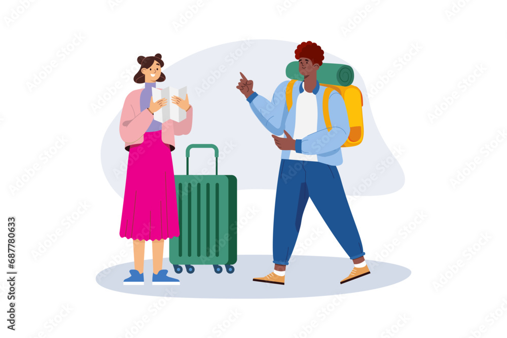 Travelling People characters Illustration concept on white background