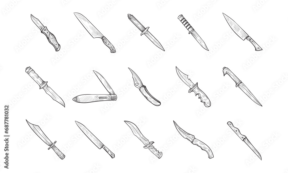 knife handdrawn collection knife handdrawn collection