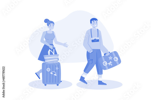 Travelling People characters Illustration concept on white background