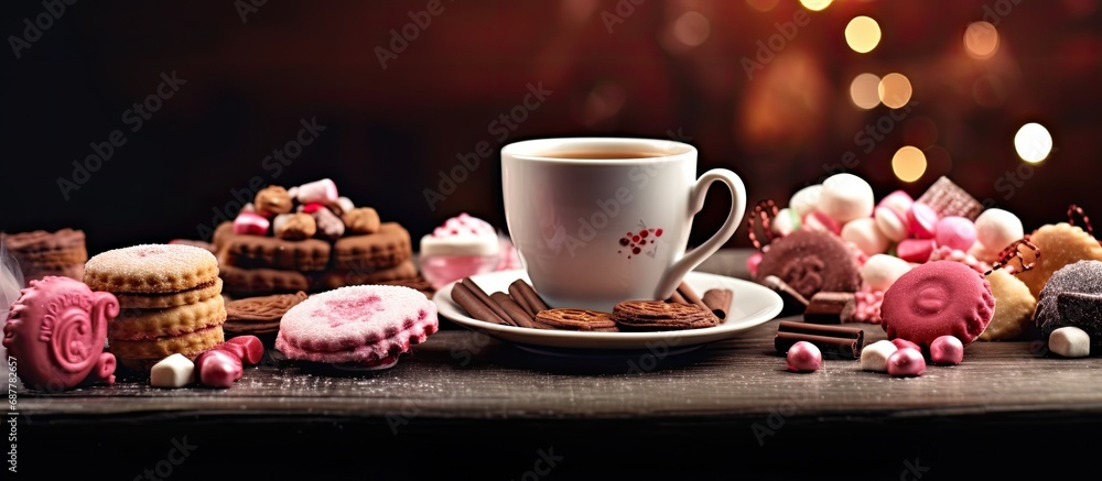 Hot cocoa and candy on the table. Hot cocoa and candy on the table.
