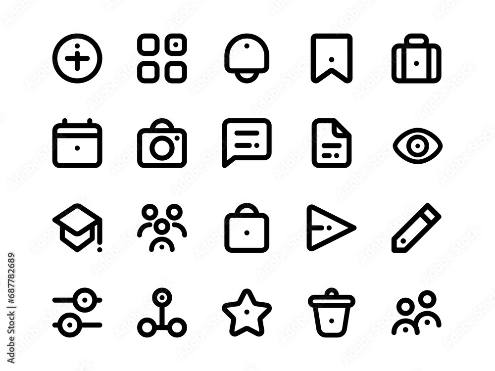 User Interface Icon Pack Outline Style. Material Icon Collection, Perfect for Websites, Landing Pages, Mobile Apps, and Presentations. Suitable for UI UX. User Interface Icon Pack Outline Style. Material Icon Collection, Perfect for Websites, Landing Pages, Mobile Apps, and Presentations. Suitable for UI UX.