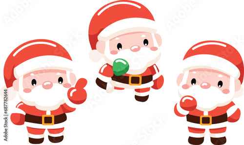 Set of Santa Claus. Merry Christmas with cute Santa Claus collection. cartoon characters set. Vector	