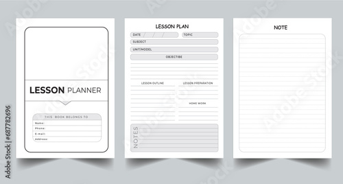 Editable Daily Lesson Planner Kdp Interior printable template Design.