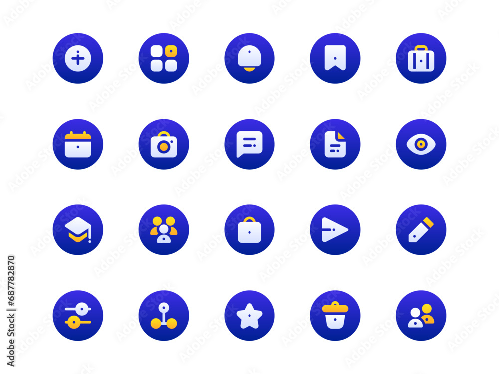 User Interface Icon Pack Gradient Circular Filled Style. Material Icon Collection, Perfect for Websites, Landing Pages, Mobile Apps, and Presentations. Suitable for UI UX. User Interface Icon Pack Gradient Circular Filled Style. Material Icon Collection, Perfect for Websites, Landing Pages, Mobile Apps, and Presentations. Suitable for UI UX.