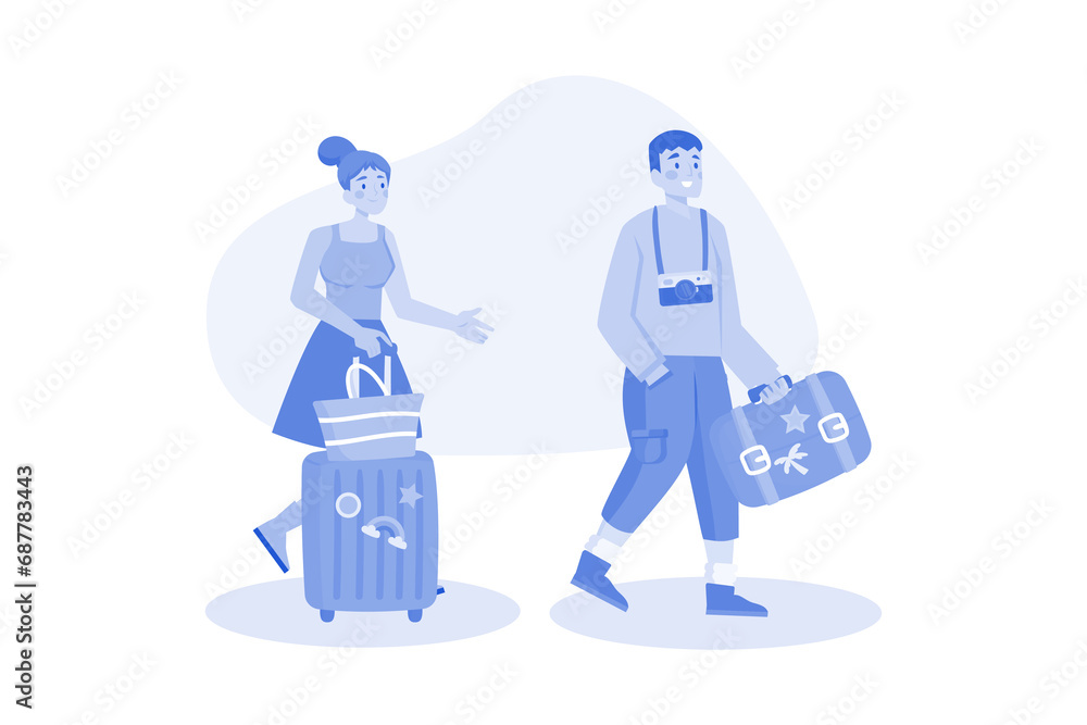 Travelling People characters Illustration concept on white background Travelling People characters Illustration concept on white background