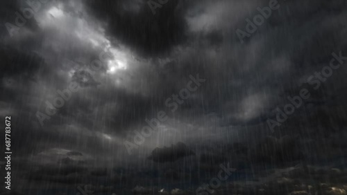 timelapse of rain thunderbolt storm with lightings and massive clouds photo