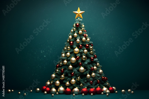 Christmas tree with baubles and golden star
