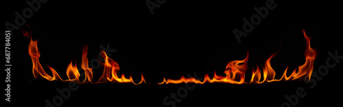 Fire flames on a black background.