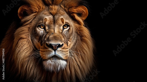 Lion king isolated on black   Portrait Wildlife animal