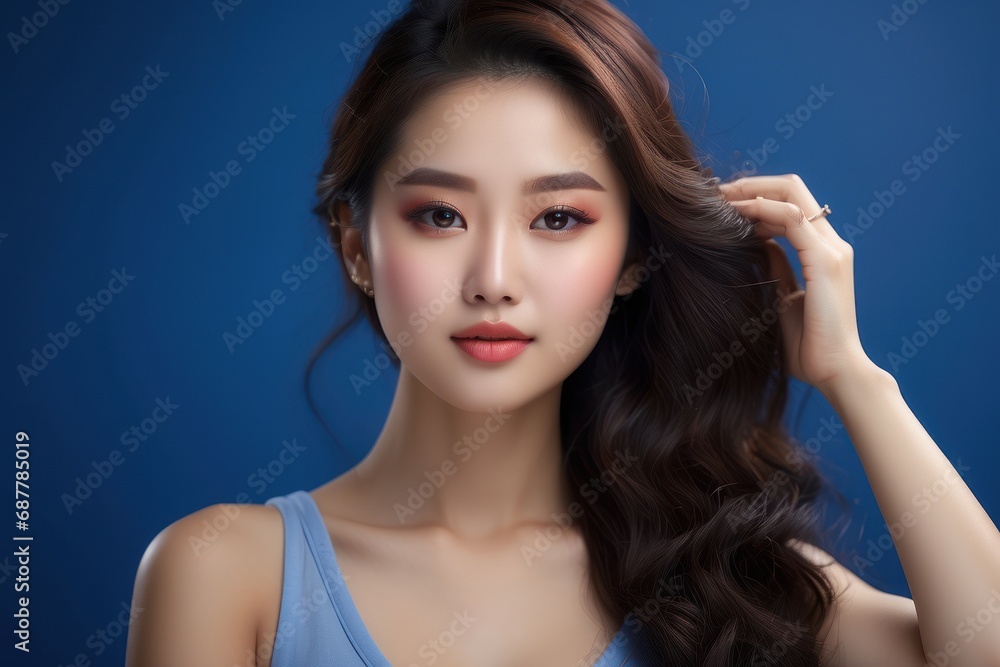 Fototapeta premium Portrait of Asian teenager posing for photo in studio