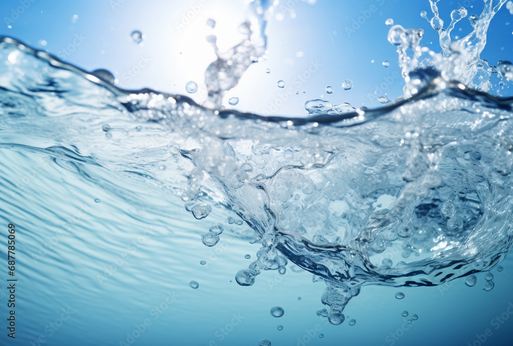 Clear water view with splash effect, white background. Ai Generated Images Clear water view with splash effect, white background. Ai Generated Images