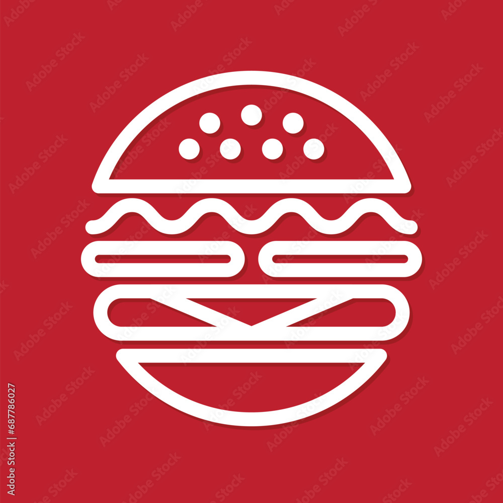 Simple Burger Outline Logo Design Simple Burger Outline Logo Design