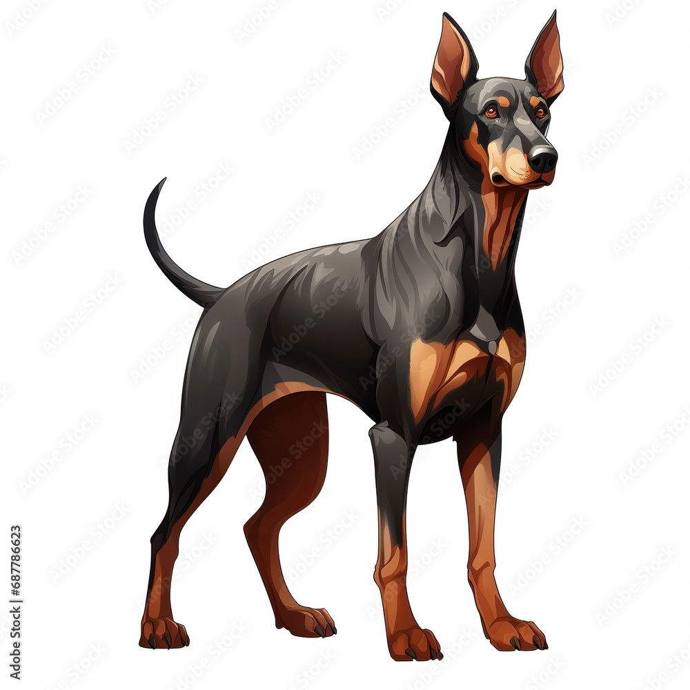 Doberman Pinscher full body  on white background