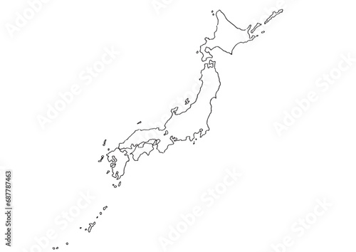 ペンで描いた日本地図のイラスト